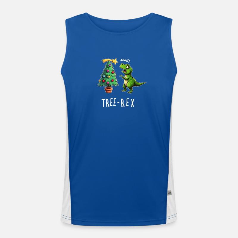 Baumrex Dino Weihnachtsspaß Funktionelles Kontrast-Tank Top für Männer 