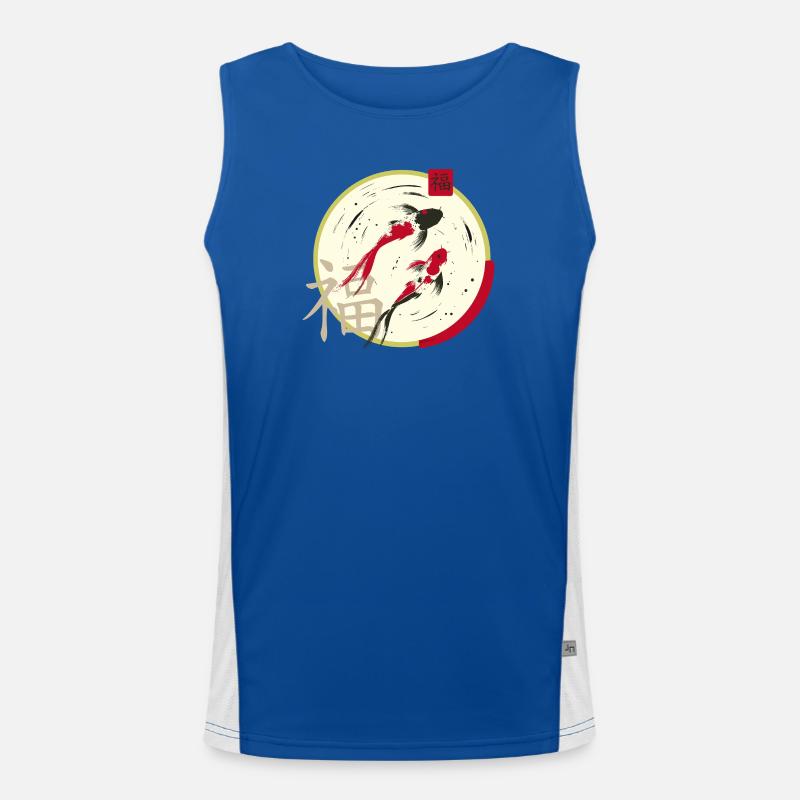 Koi Zen Moon Circle Prosperity Men's Functional Contrast Tank Top 