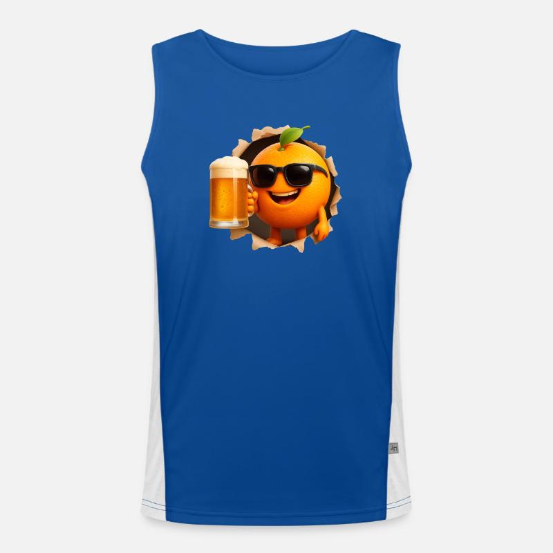 Orange Bier Funktionelles Kontrast-Tank Top für Männer 
