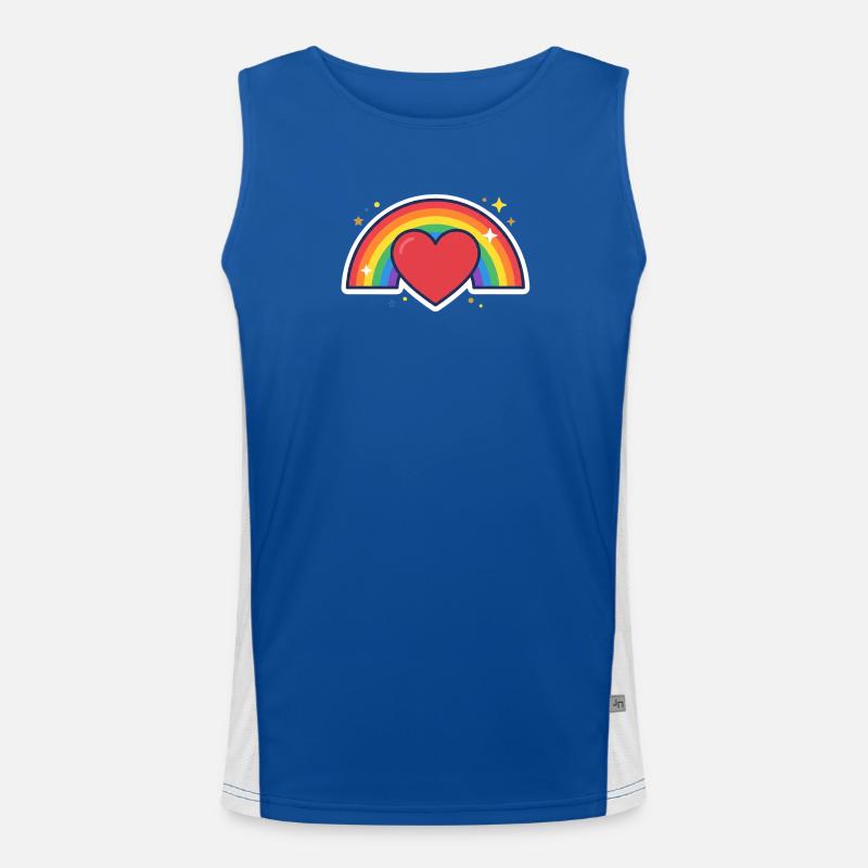 Herz, Regenbogen, Stolz, Liebe Funktionelles Kontrast-Tank Top für Männer 
