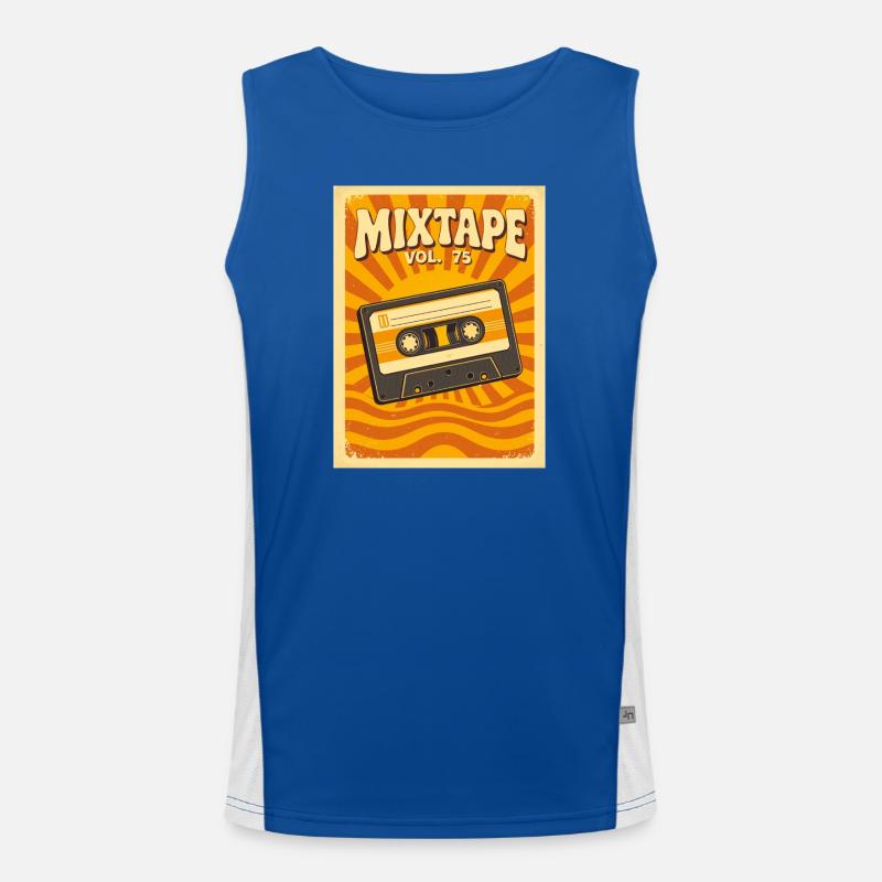 Retro-Mixtape-Illustration mit warmen Siebzigern Funktionelles Kontrast-Tank Top für Männer 