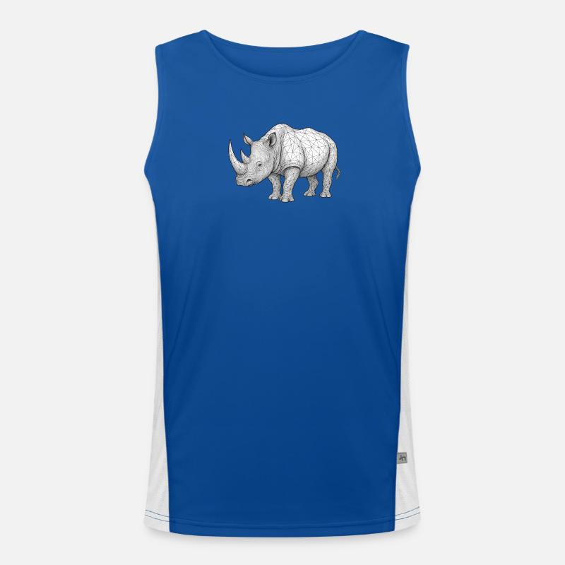 Rhino Wireframe Pattern - Men's Functional Contrast Tank Top  - royal/white