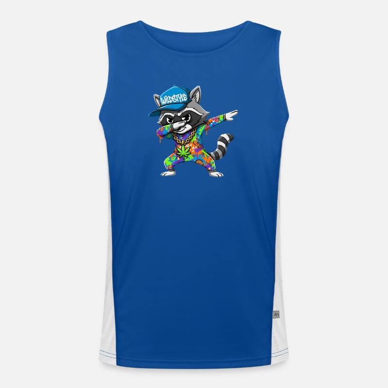 Wildstyle Dabbing Waschbär  Buntes Graffiti Design Funktionelles Kontrast-Tank Top für Männer 