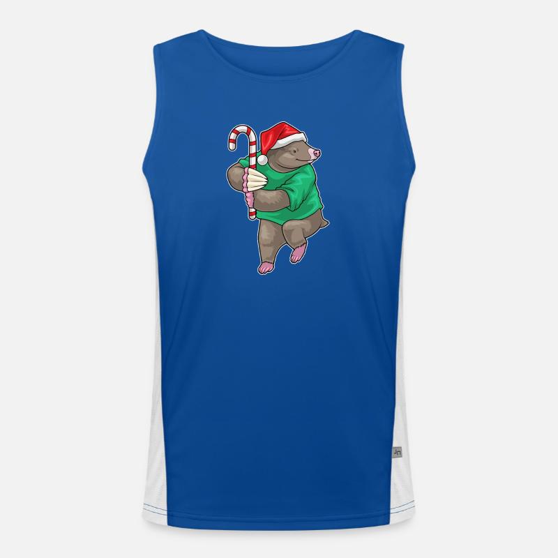 Mole Christmas candy cane - Men's Functional Contrast Tank Top  - royal/white