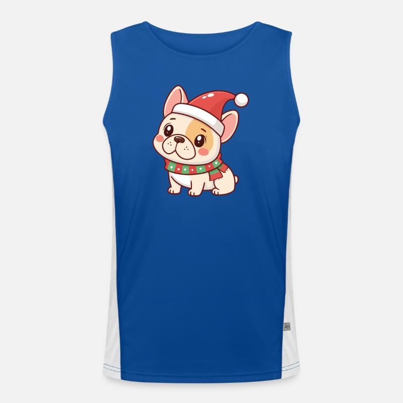 Chiot Noël en bonnet rouge Débardeur respirant contrasté Homme 