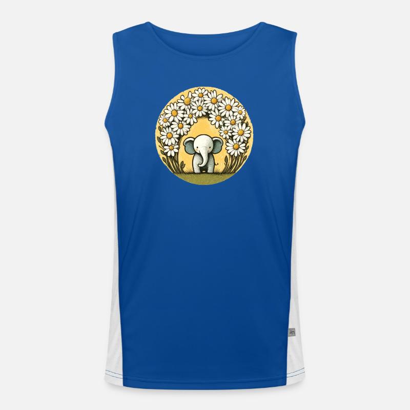 Elephant in Daisy Ring - Men's Functional Contrast Tank Top  - royal/white