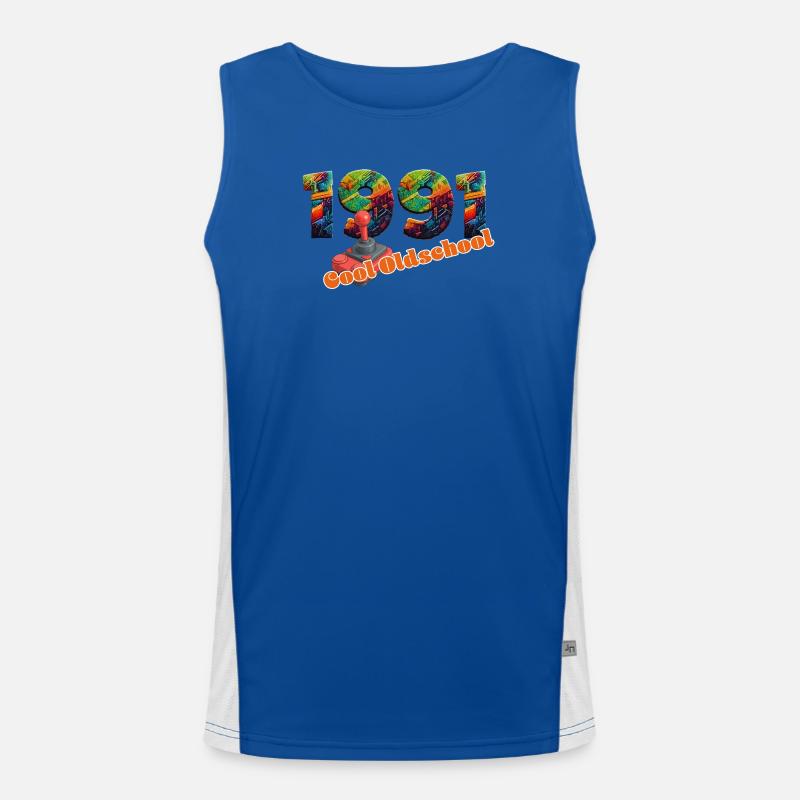 1991 – Digital Retro Gaming Design Funktionelles Kontrast-Tank Top für Männer 