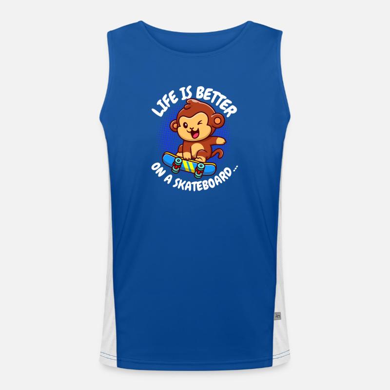 Life Is Better Skateboard Affe Monkey Funktionelles Kontrast-Tank Top für Männer 