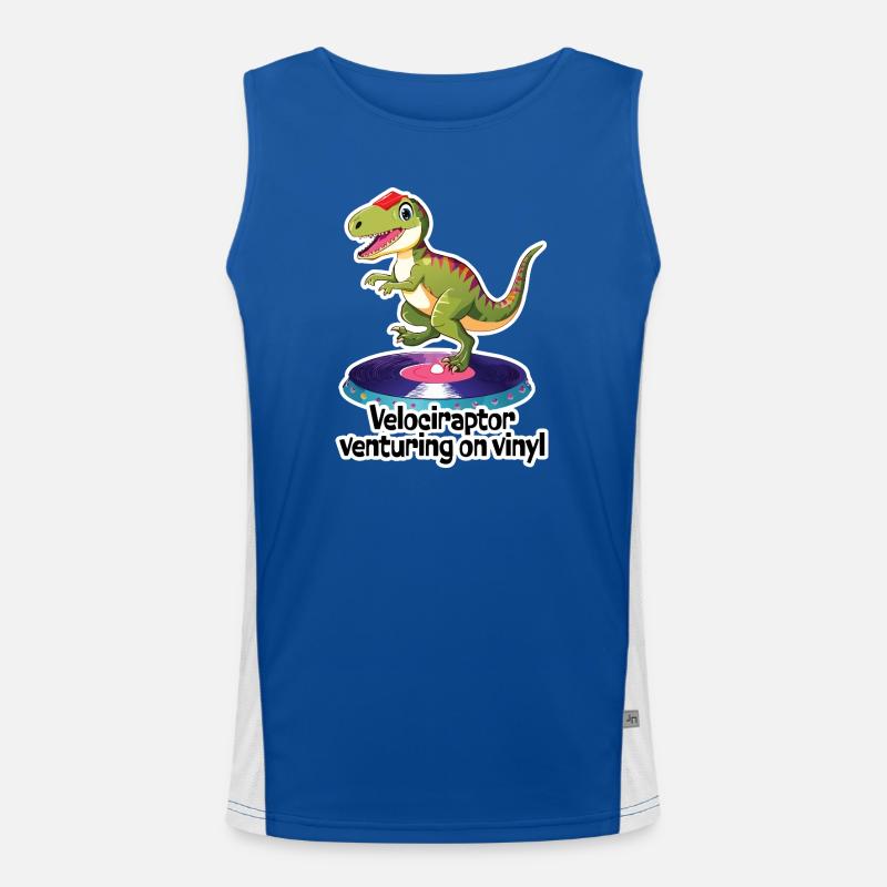 VELOCERAPTOR Venturing on Vinyl - Men's Functional Contrast Tank Top  - royal/white