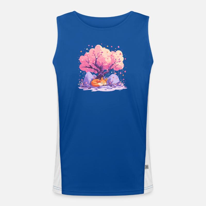 Schlaffuchs unter Kirschbaum Funktionelles Kontrast-Tank Top für Männer 