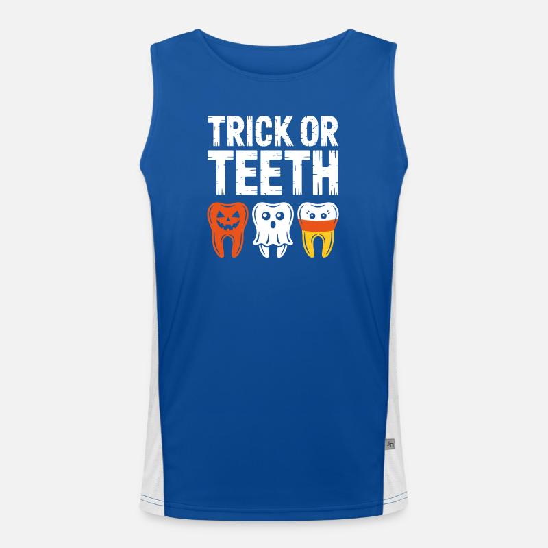 Trick oder Teeth Halloween-Trio Funktionelles Kontrast-Tank Top für Männer 