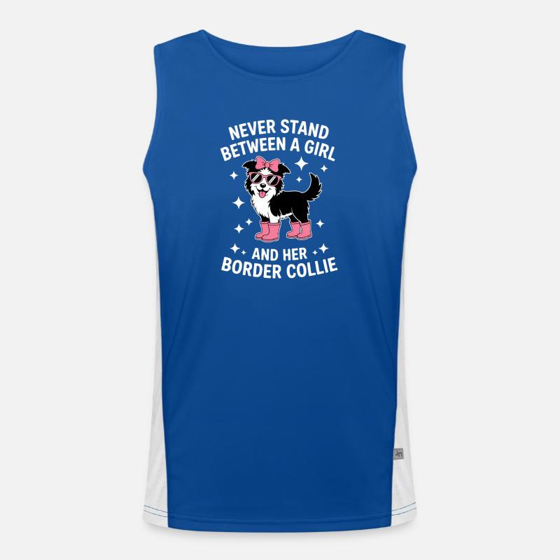 Border Collie Sprüche Witz Border Collie Geschenk Funktionelles Kontrast-Tank Top für Männer 