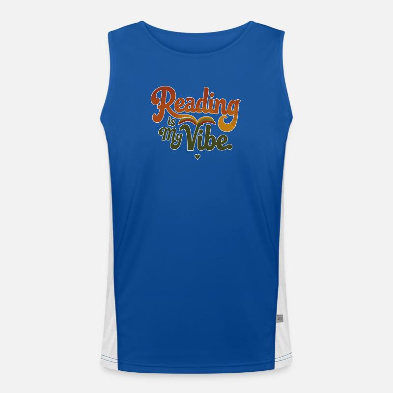 Reading Is My Vibe – Retro Buchspruch Funktionelles Kontrast-Tank Top für Männer 