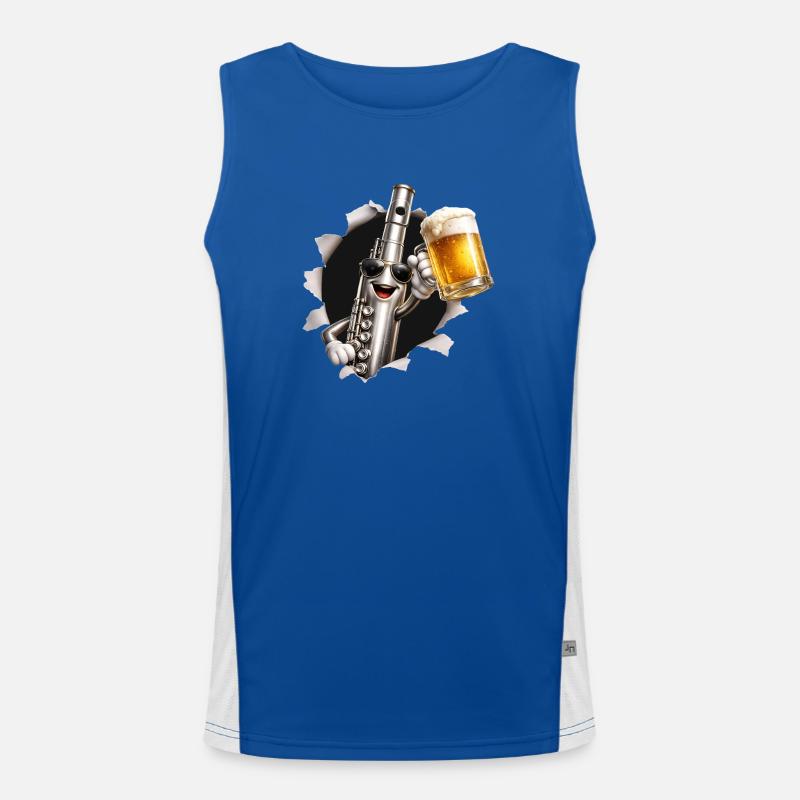 Querflöte Bier Funktionelles Kontrast-Tank Top für Männer 