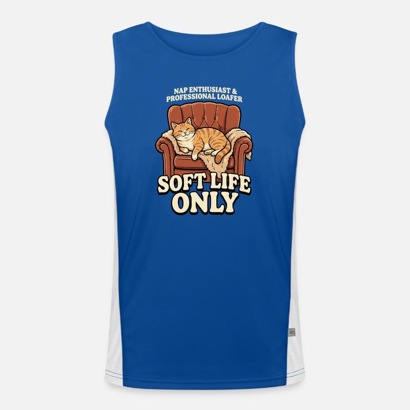 Sofa-Katze: Soft Life Only Funktionelles Kontrast-Tank Top für Männer 
