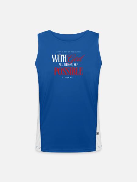 With God All Things Are Possible - Men's Functional Contrast Tank Top  - royal/white