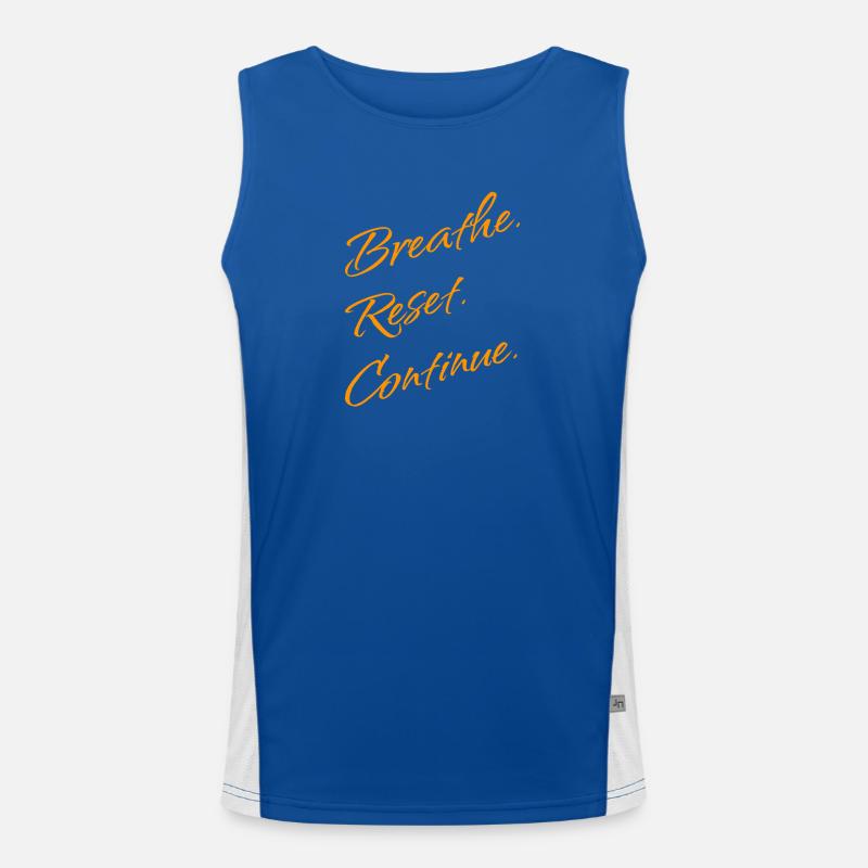 B r e a t h e. Reset. Continue. Men's Functional Contrast Tank Top 