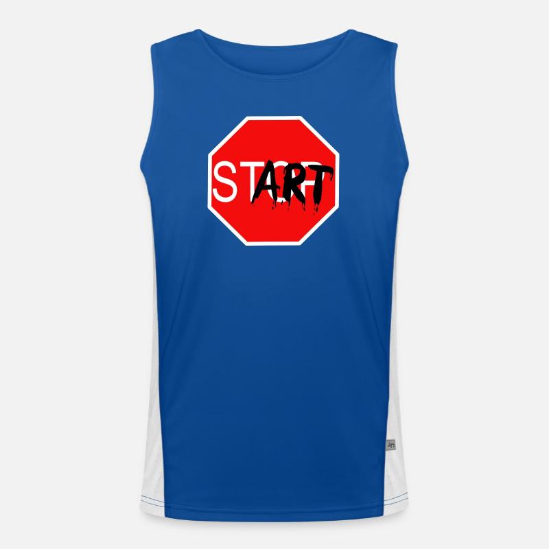 Start Sign Graffiti Stop Sign - Men's Functional Contrast Tank Top - royal/white