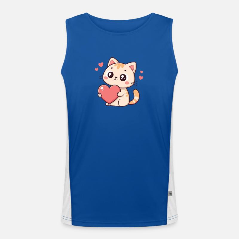 Cat Cuddle Heart Plush Men's Functional Contrast Tank Top 