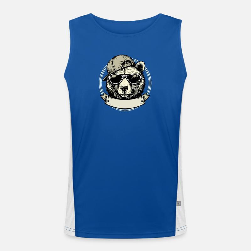 Bär mit Retro-Sonnenbrille Funktionelles Kontrast-Tank Top für Männer 