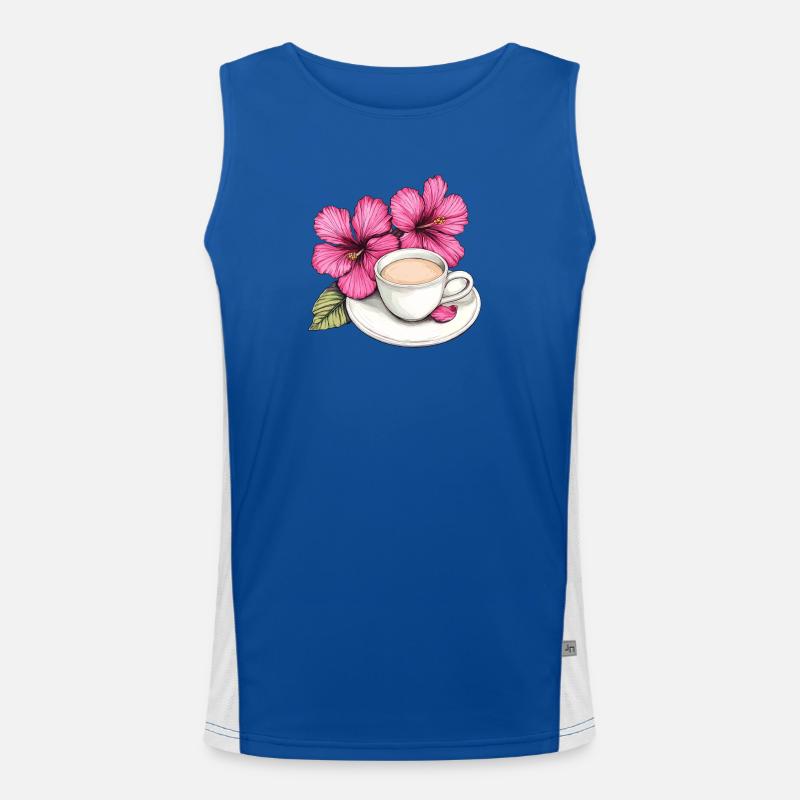 Hibiskus Kaffeetasse Impression Funktionelles Kontrast-Tank Top für Männer 