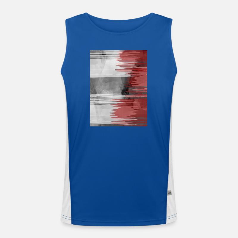 Red Brush Stripe on Gray Background - Men's Functional Contrast Tank Top - royal/white