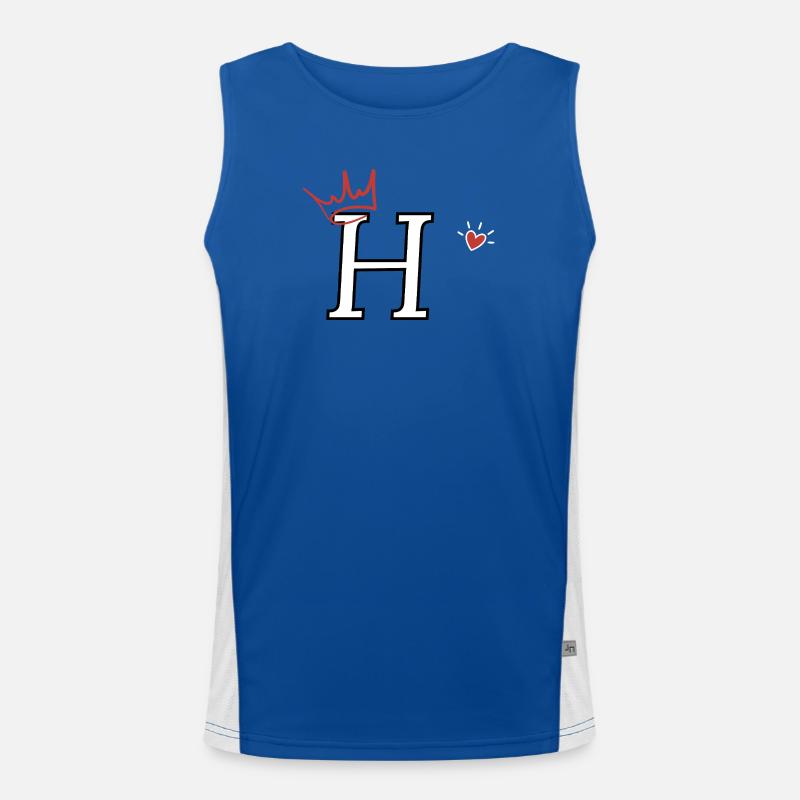 Buchstabe h Kronenherz Funktionelles Kontrast-Tank Top für Männer 