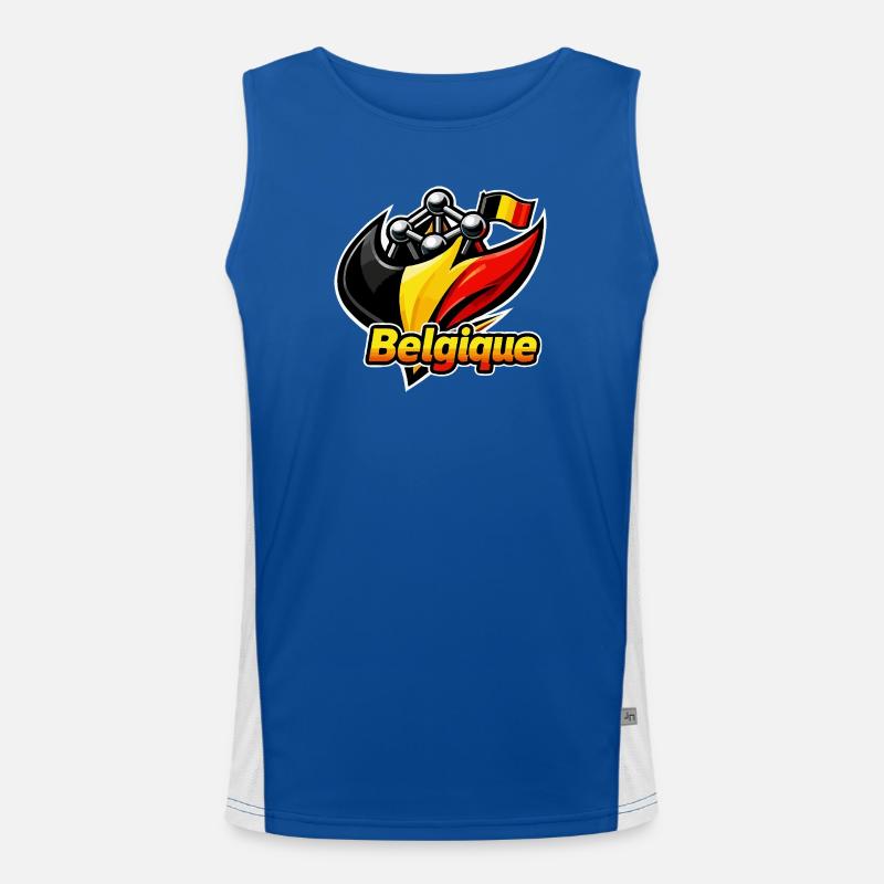 Belgium Flag and Electron - Men's Functional Contrast Tank Top  - royal/white
