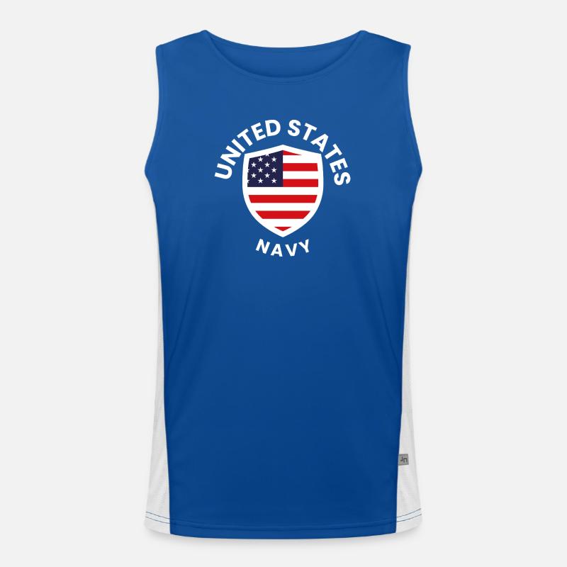 U.S. Flag Shield Navy - Men's Functional Contrast Tank Top  - royal/white