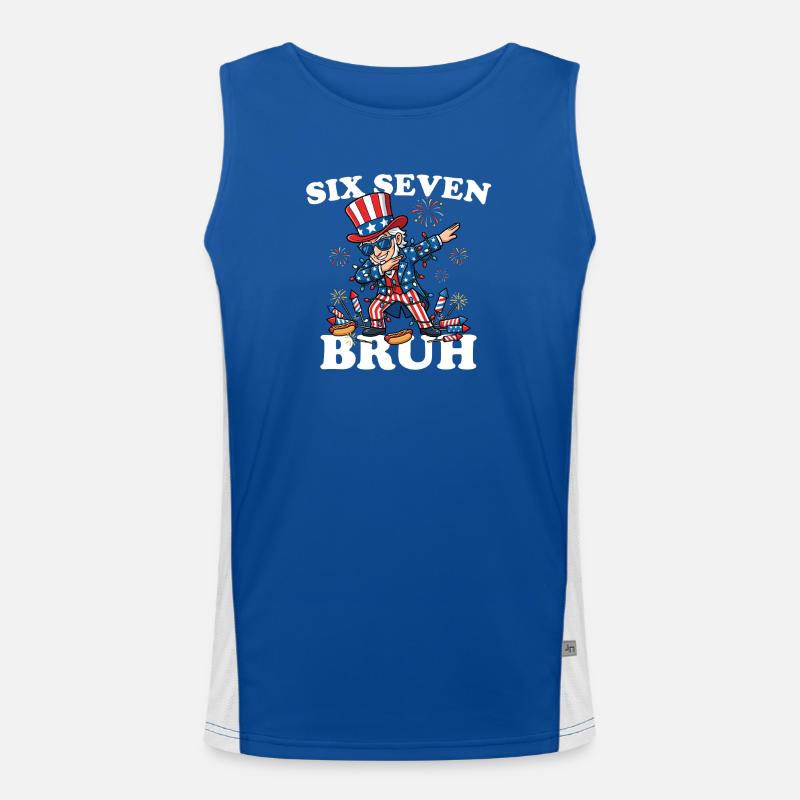 Six Seven Bruh 4 July Dabbing 6-7 4 July Men's Functional Contrast Tank Top 