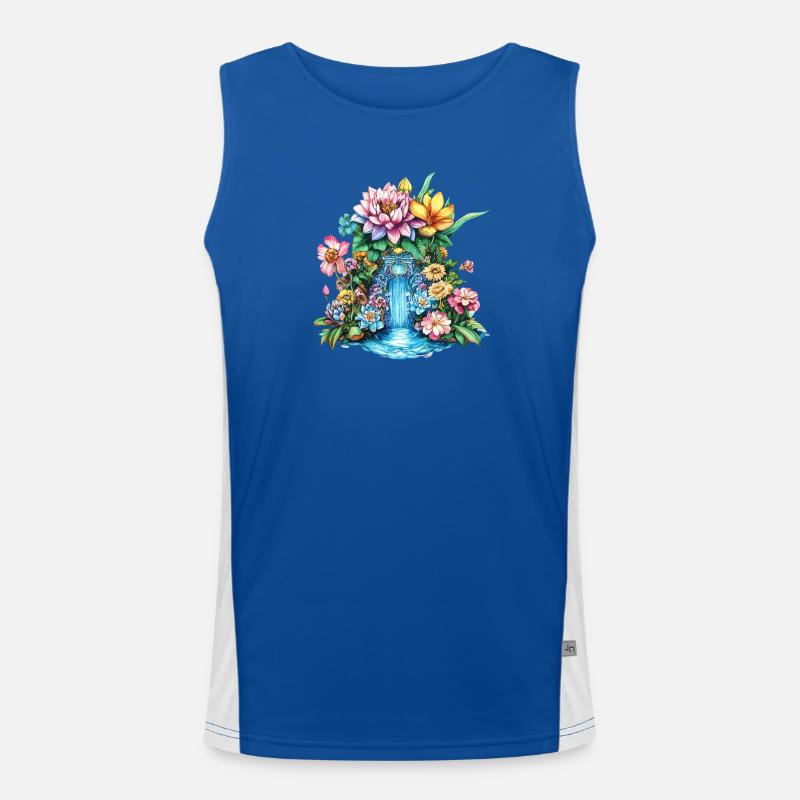 Kaléidoscope de la cascade de fleurs Débardeur respirant contrasté Homme 