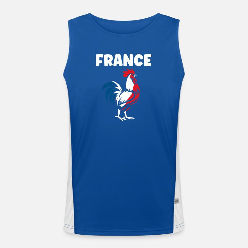 Trikolore Hahn Frankreich Funktionelles Kontrast-Tank Top für Männer 