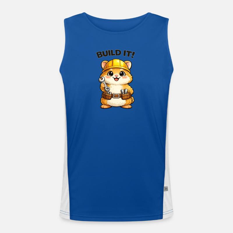 Construction trolley: construction helmet and tools - Men's Functional Contrast Tank Top  - royal/white