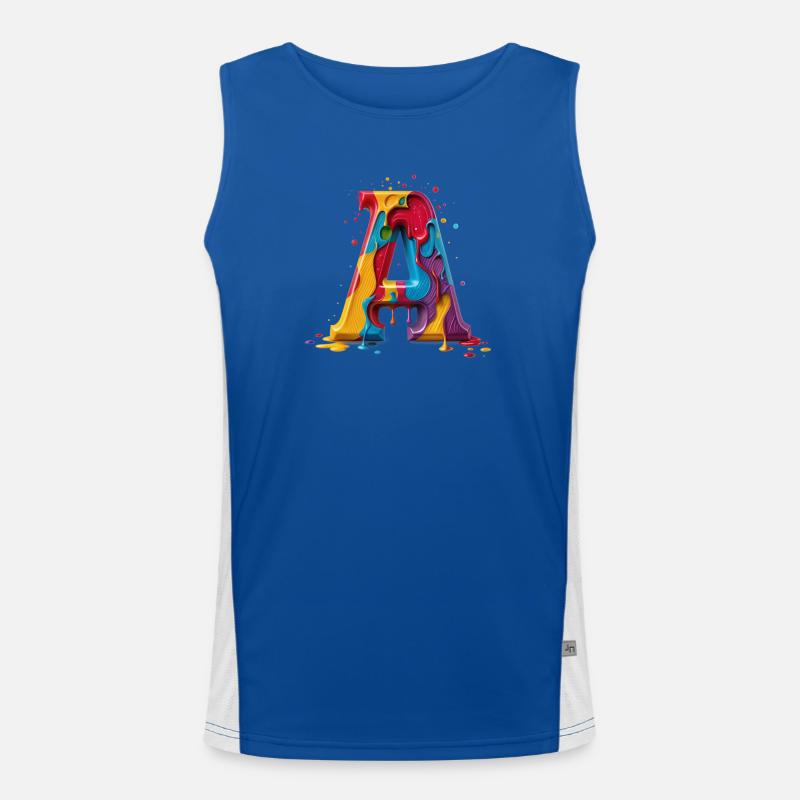Letters Alphabet Personalized colorful Letter A Funktionelles Kontrast-Tank Top für Männer 
