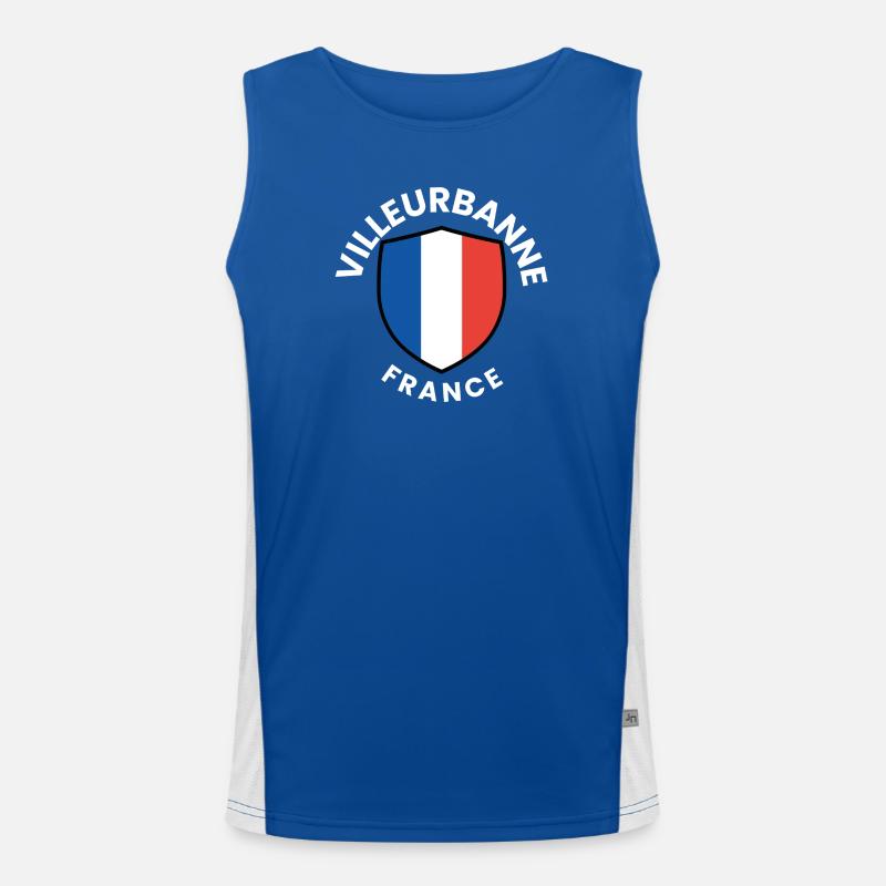 Conception du bouclier du drapeau français Débardeur respirant contrasté Homme 