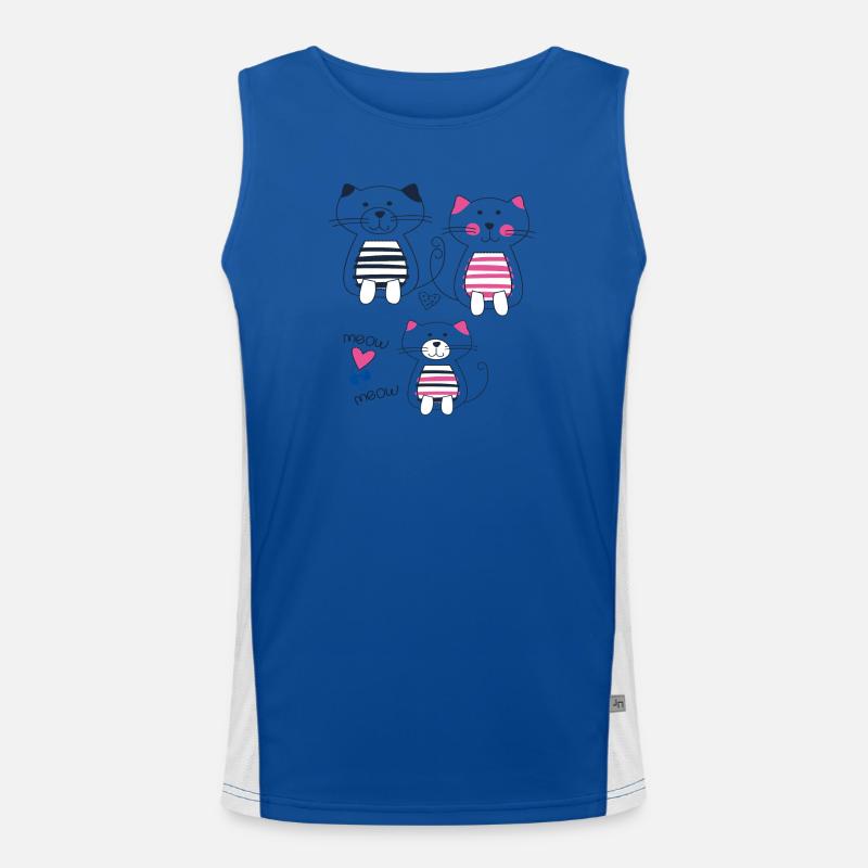 Cats in striped look - Men's Functional Contrast Tank Top  - royal/white