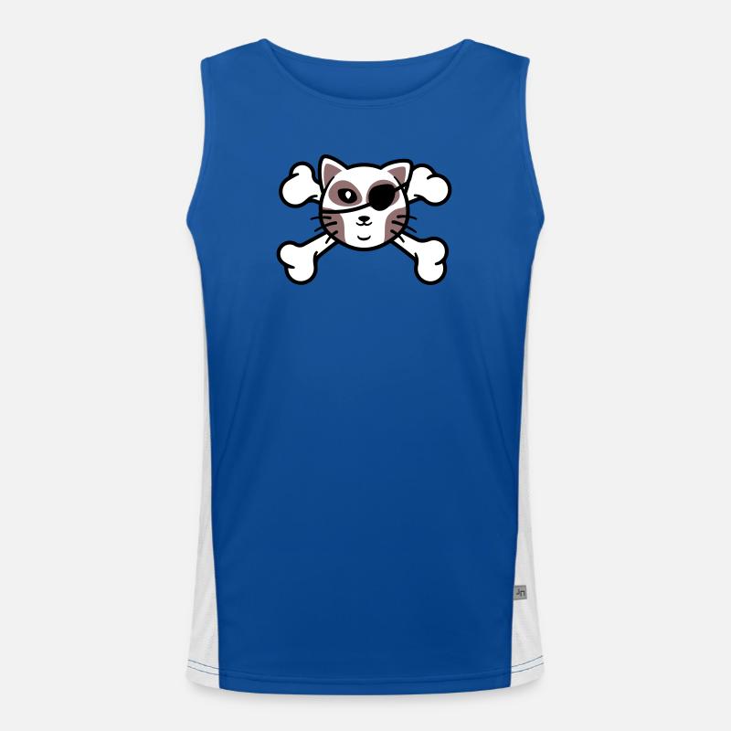 Pirate Kitten Skull Patch Men's Functional Contrast Tank Top 
