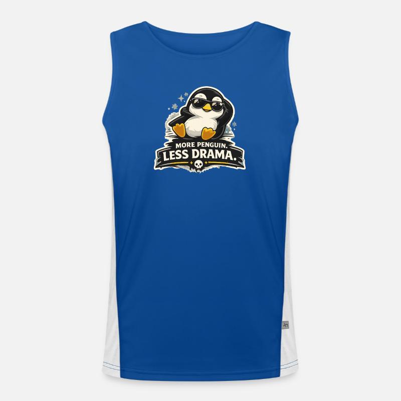 More Penguin Less Drama Funktionelles Kontrast-Tank Top für Männer 