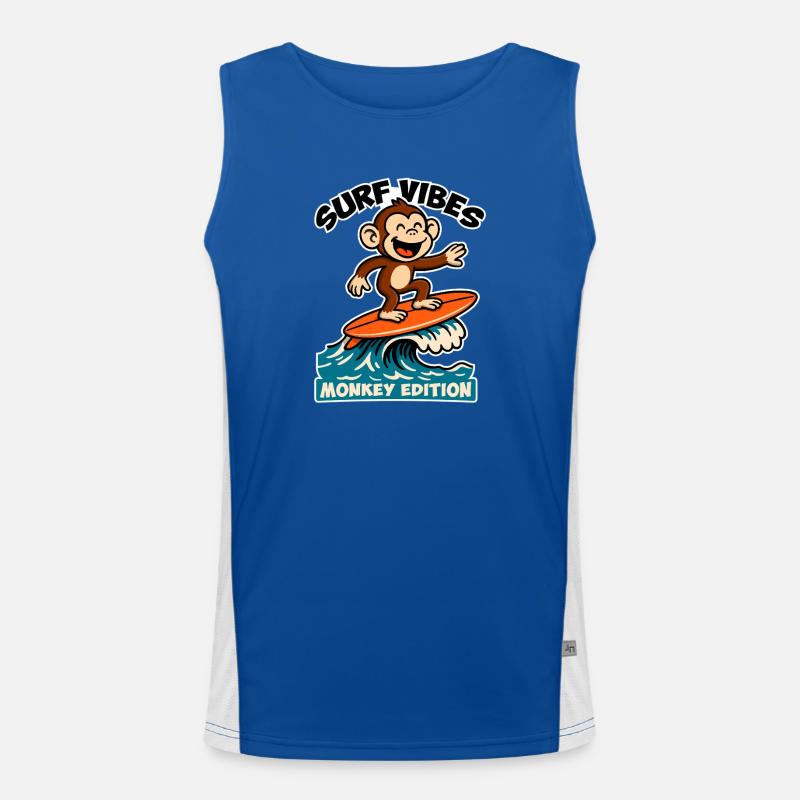 Surf Vibes, Monkey Edition. Glücklicher Surfaffe Funktionelles Kontrast-Tank Top für Männer 