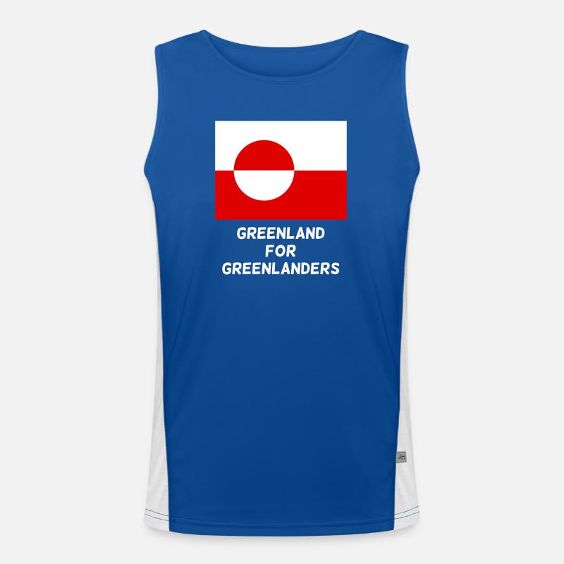 Greenland Flag Circle Emblem Men's Functional Contrast Tank Top 