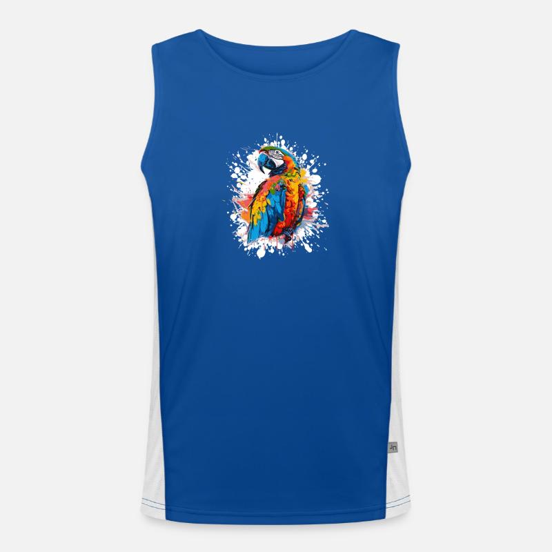 Color Explosion Parrot Illustration Men's Functional Contrast Tank Top 