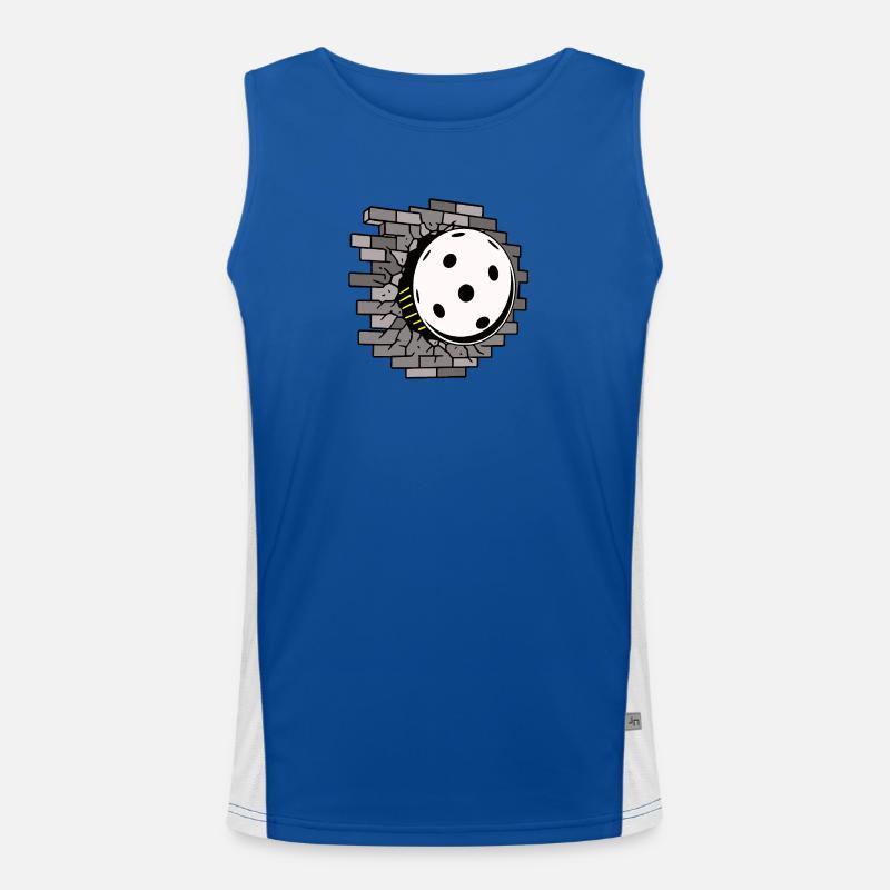 Floorball , Mauerdurchbruch Funktionelles Kontrast-Tank Top für Männer 