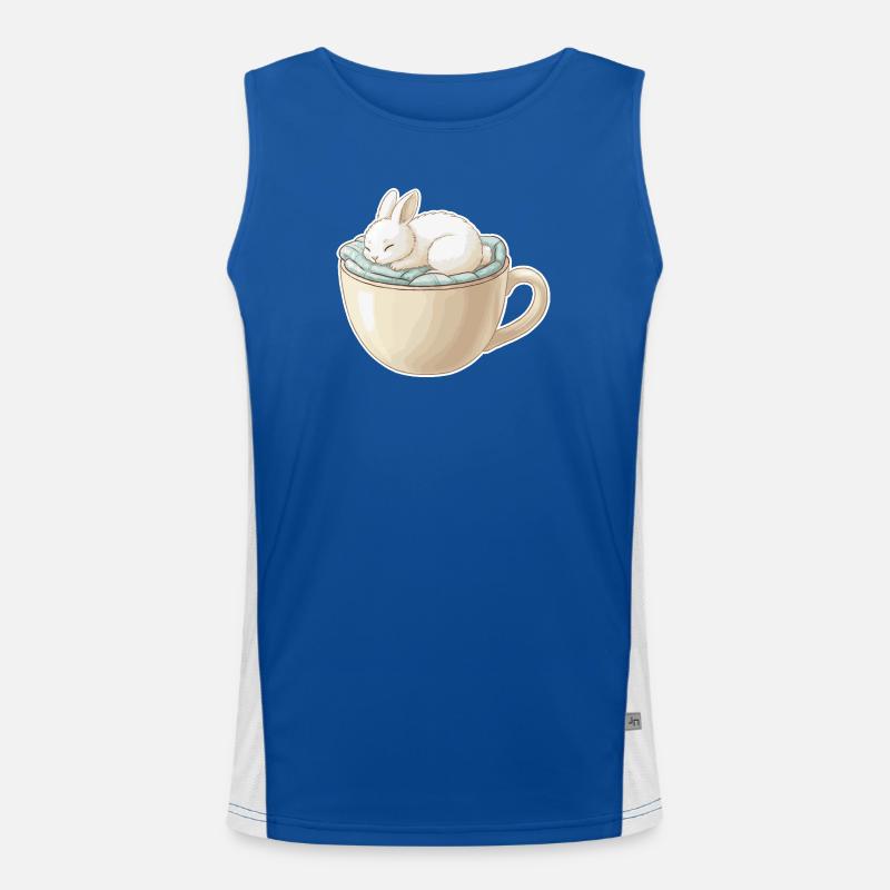 Sleeping rabbit in a cup Men's Functional Contrast Tank Top 