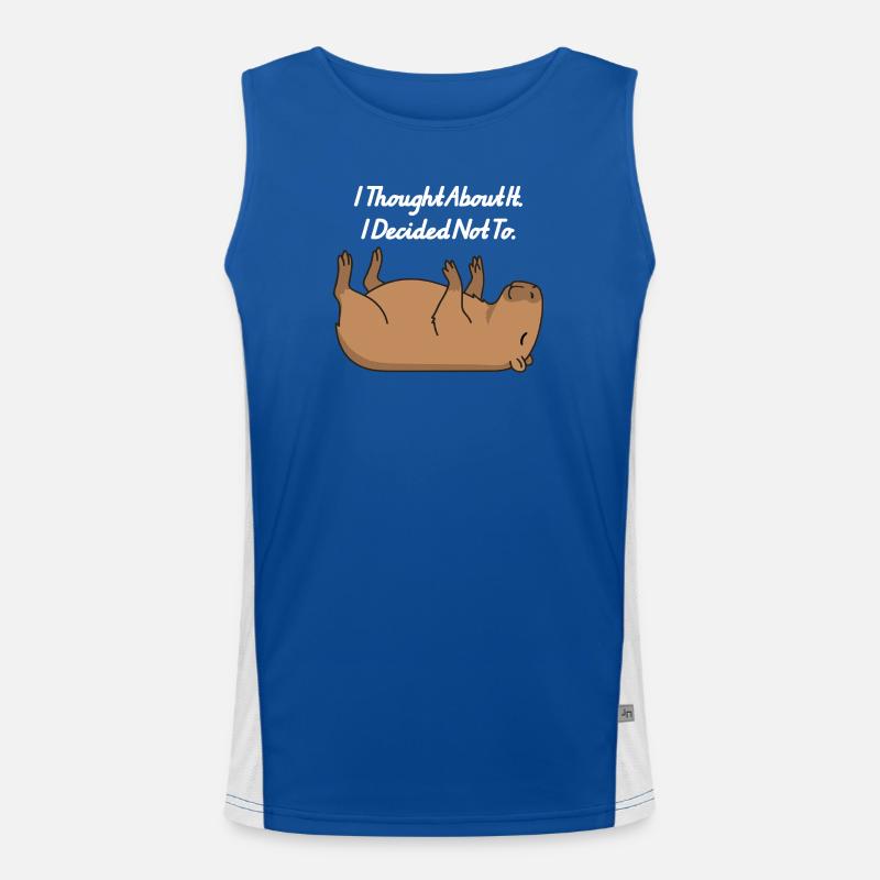 Capybara Lying Humor Procrastination Sloth Men's Functional Contrast Tank Top 