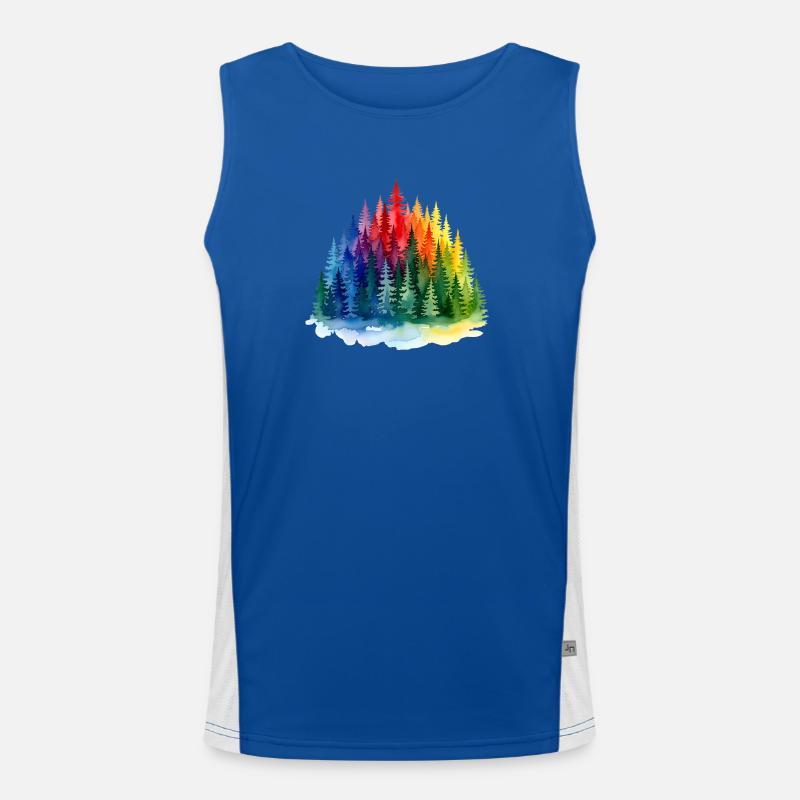 Regenbogenwald Silhouette Rainbow forest Funktionelles Kontrast-Tank Top für Männer 