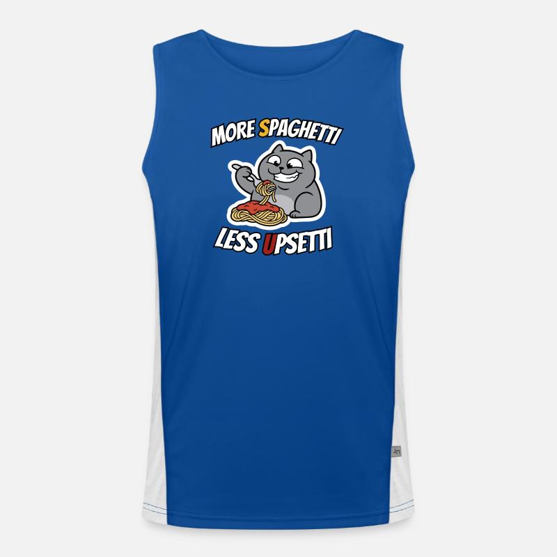 Fat Cat Eats Spaghetti More Spaghetti Less Ups Men's Functional Contrast Tank Top 