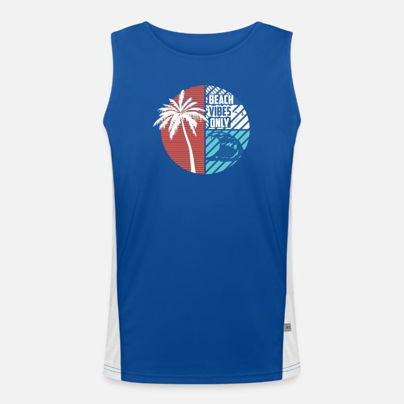 Beach Vibes Only Tropical Palm Circle Design Men's Functional Contrast Tank Top 