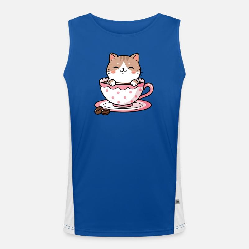 Chat Douillet dans une tasse rose Débardeur respirant contrasté Homme 