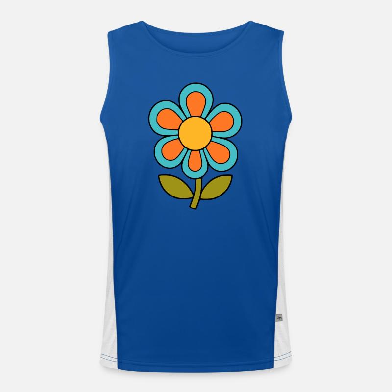 70s flower pattern retro flowerpower - Men's Functional Contrast Tank Top  - royal/white