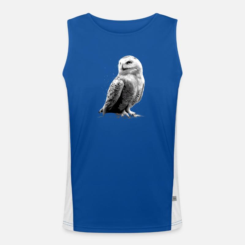 Schneeeule Weiße Eule Kauz Uhu Owl Schnee Eulen Funktionelles Kontrast-Tank Top für Männer 